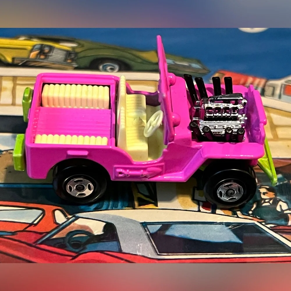 Vintage Matchbox Superfast 1971 Jeep Hot Rod No 2 Pink & Green Lesney England